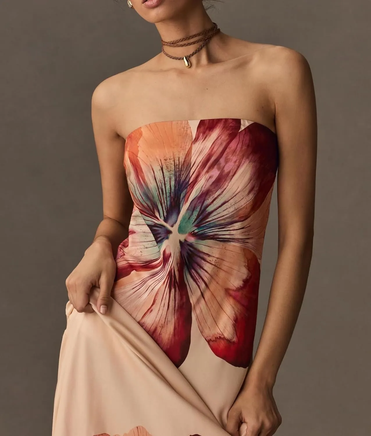 Women Summer Floral Maxi Dress Sexy Backless Bodycon Long Dresses with Scarf Formal Cocktail Tube Sundress