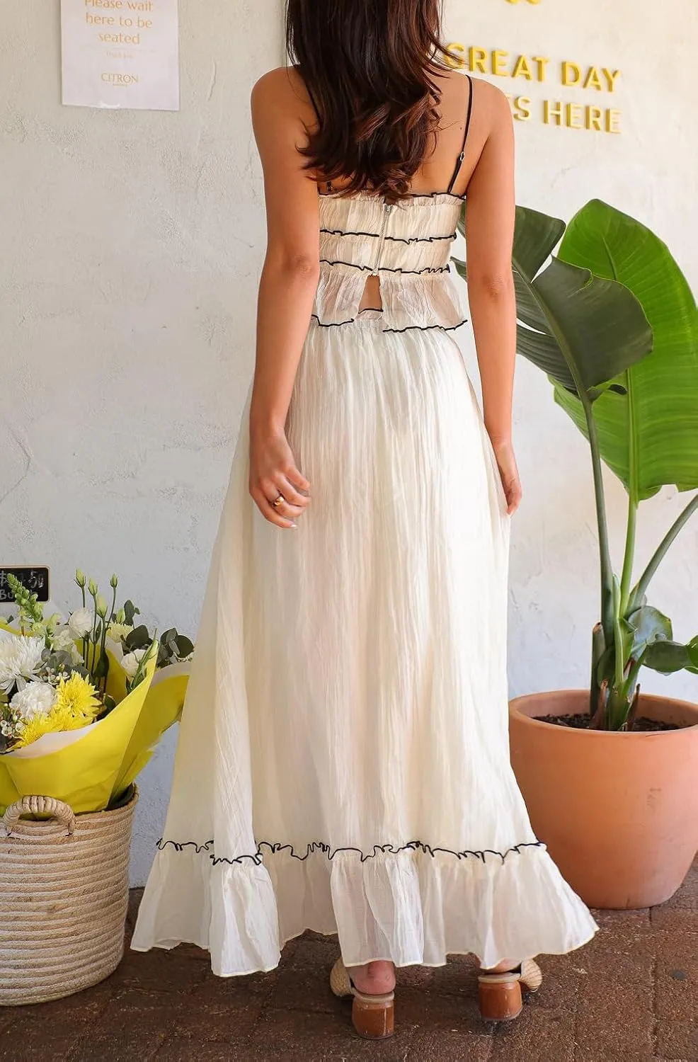 Women Summer Maxi Skirt Set Ruched Spaghetti Strap Crop Top Flowy Long Skirt Y2k Going Out 2 Piece Outfits Beachwear