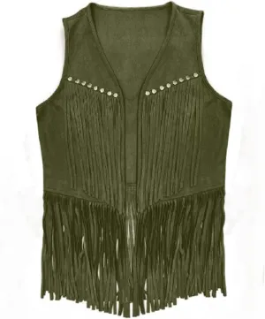 Women Vintage Western Fringe Vest Cowboy Cowgirl Clothes 70s Hippie Vest Tassel Country Concert Fringe Tops Shirts
