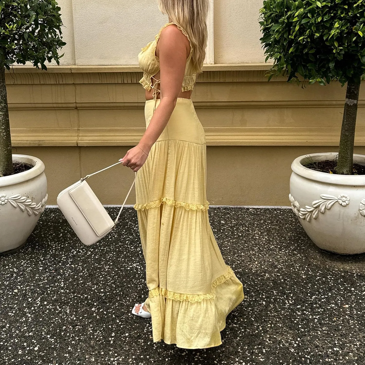 Women Y2k 2 Piece Maxi Skirt Set Floral Crop Top Bodycon Long Skirt Going Out Streetwear Outfits