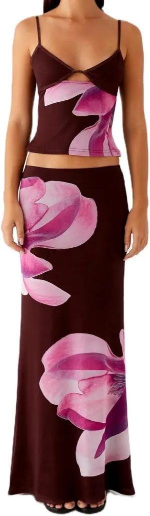 Women Y2k 2 Piece Skirt Sets Satin Backless Tank Top Bodycon Long Maxi Skirt Outfits Summer Beachwear