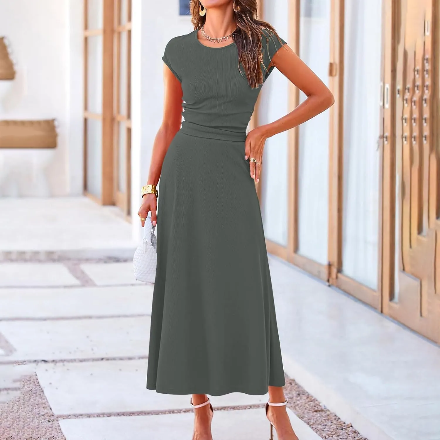Women's 2 Piece Maxi Skirt Sets Summer Sets Pants Suits Dressy Elegant Long Sleeve Outfits High Waisted Long Outfit