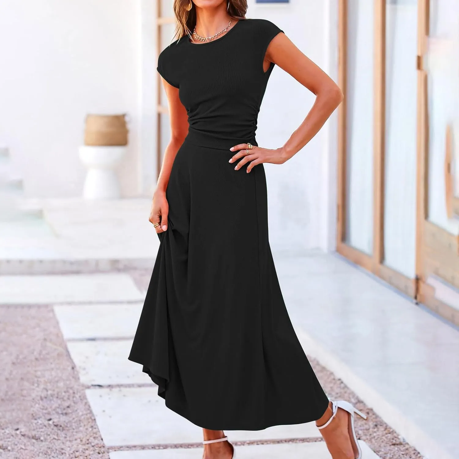 Women's 2 Piece Maxi Skirt Sets Summer Sets Pants Suits Dressy Elegant Long Sleeve Outfits High Waisted Long Outfit