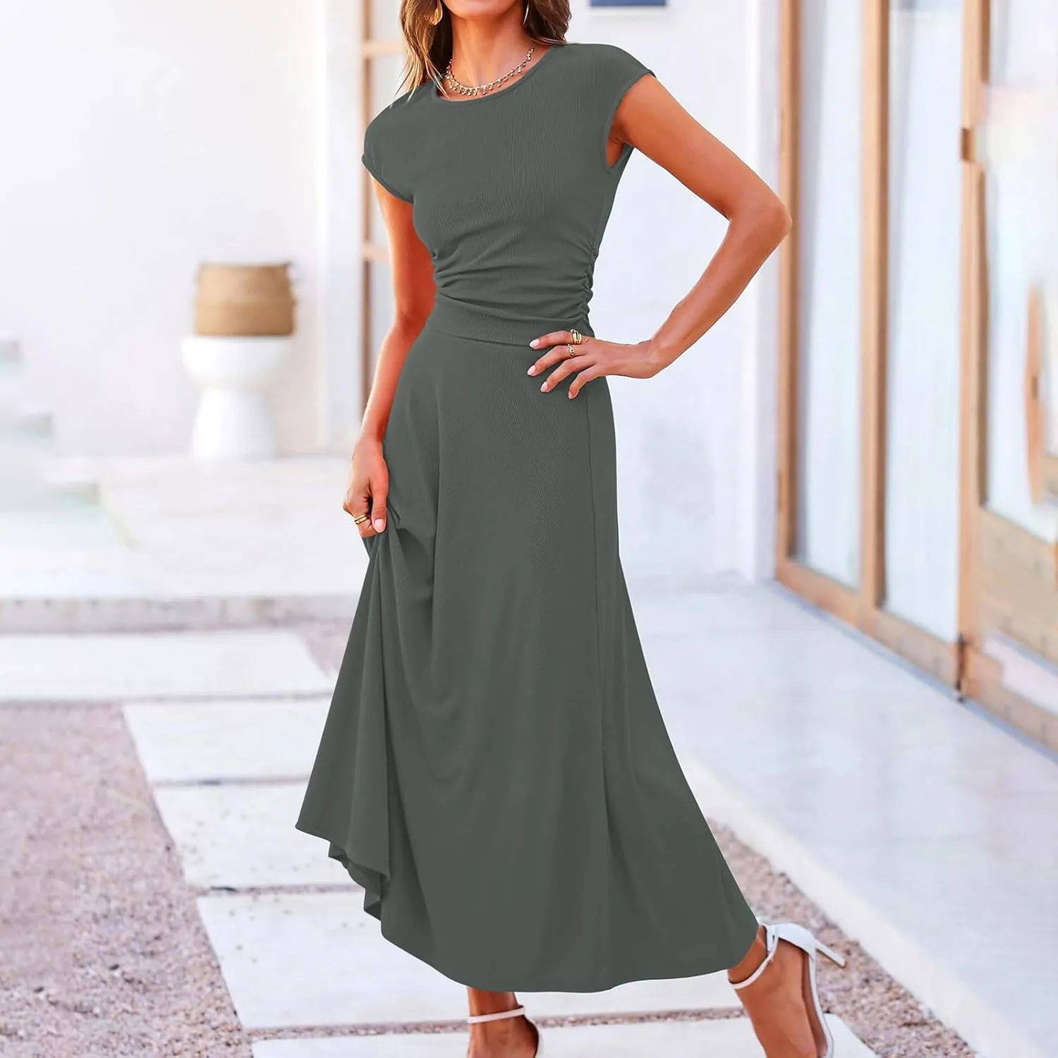 Women's 2 Piece Maxi Skirt Sets Summer Sets Pants Suits Dressy Elegant Long Sleeve Outfits High Waisted Long Outfit