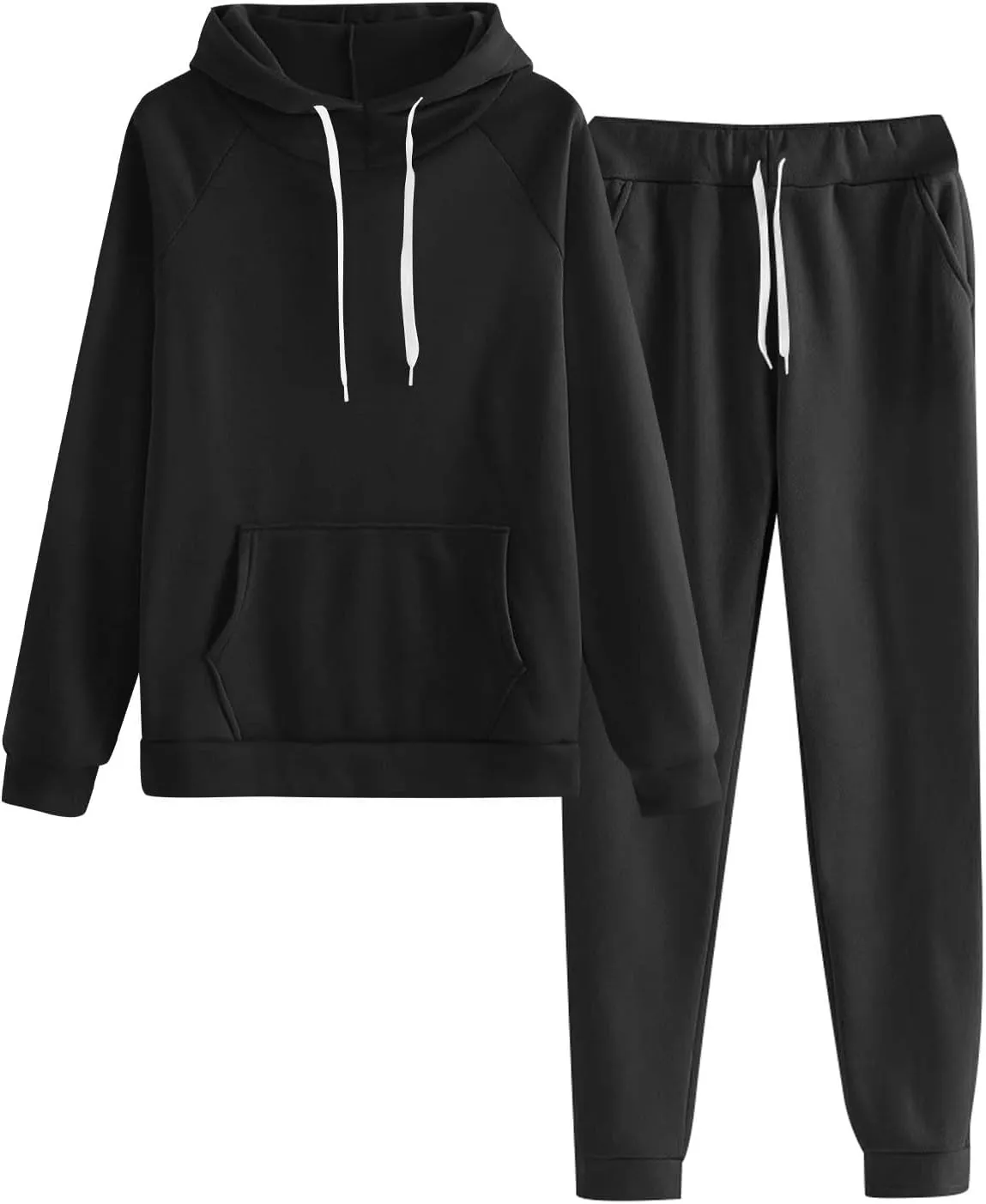 Womens 2 Piece Outfits Solid Color Oversized Hoodies and Pants Sets Fall Fashion Lounge Jogger Track Suits
