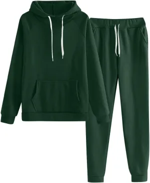 Womens 2 Piece Outfits Solid Color Oversized Hoodies and Pants Sets Fall Fashion Lounge Jogger Track Suits