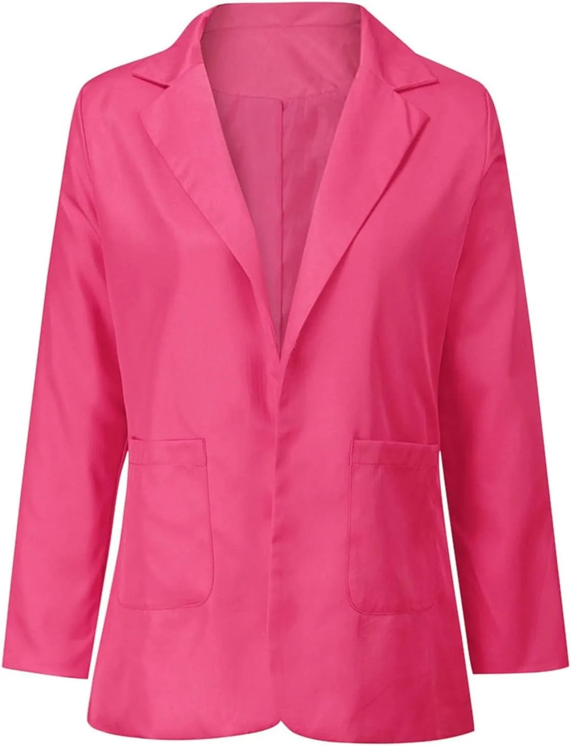 Womens 2024 Fashion Solid Overcoat Open Front Long Sleeve Outwear Lightweight Loose Oversized Jacket Coat Work Clothes