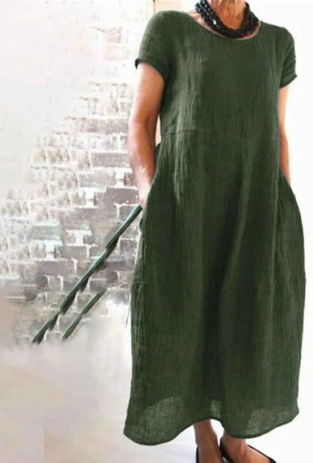 Womens Cotton Linen A-Line Maxi Beach Sundress Plus Size Solid Color Spring Dresses Travel Vacation 2025 Summer Outfits