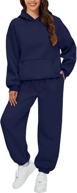 Womens Fall/Spring Fashion 2025O versized with Pockets Joggers Set: Loose Fit Casual Sweatsuit Baggy Y2k Trendy Set