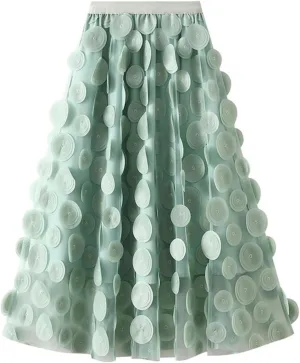 Women's Fashion Tulle Midi Skirt Elastic Waist Mesh Tutu Skirt Solid Color A-line Skirt Soft Comfy Party Clubwear