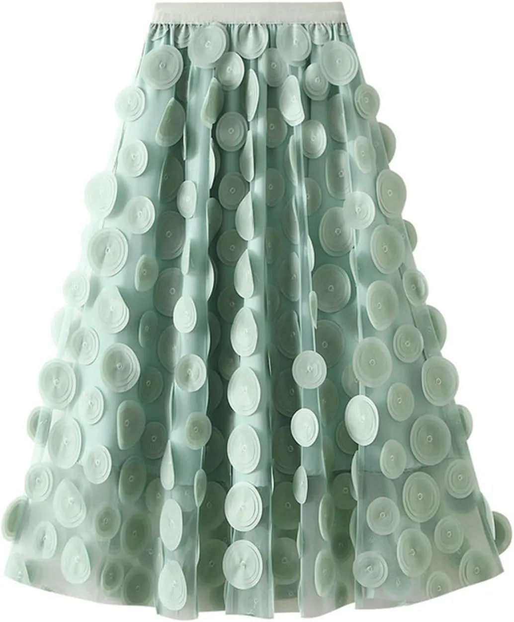 Women's Fashion Tulle Midi Skirt Elastic Waist Mesh Tutu Skirt Solid Color A-line Skirt Soft Comfy Party Clubwear