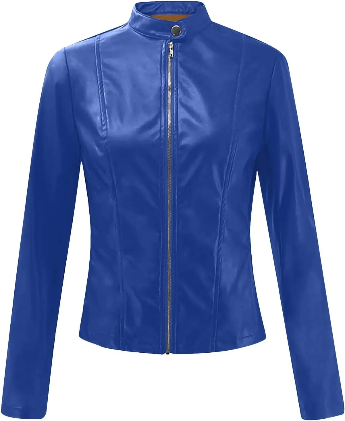 Women's Faux Leather Jackets Zip Up Short Motorcycle Outwear Slim Fitted PU Leather Coat Leather Moto Biker Jacket