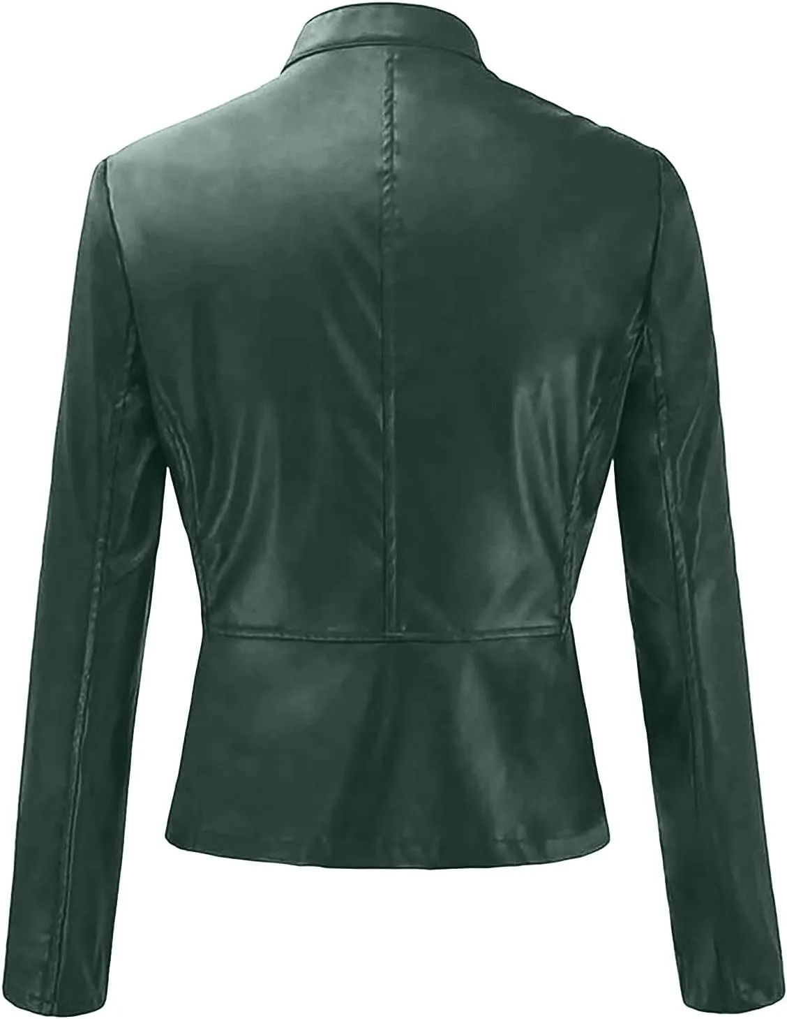 Women's Faux Leather Jackets Zip Up Short Motorcycle Outwear Slim Fitted PU Leather Coat Leather Moto Biker Jacket