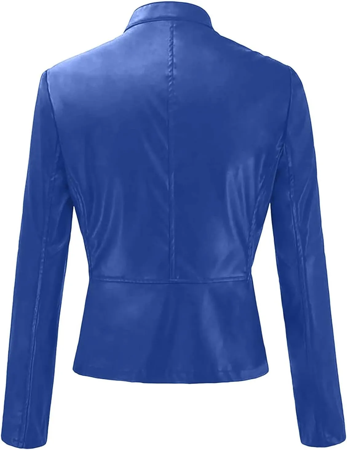 Women's Faux Leather Jackets Zip Up Short Motorcycle Outwear Slim Fitted PU Leather Coat Leather Moto Biker Jacket