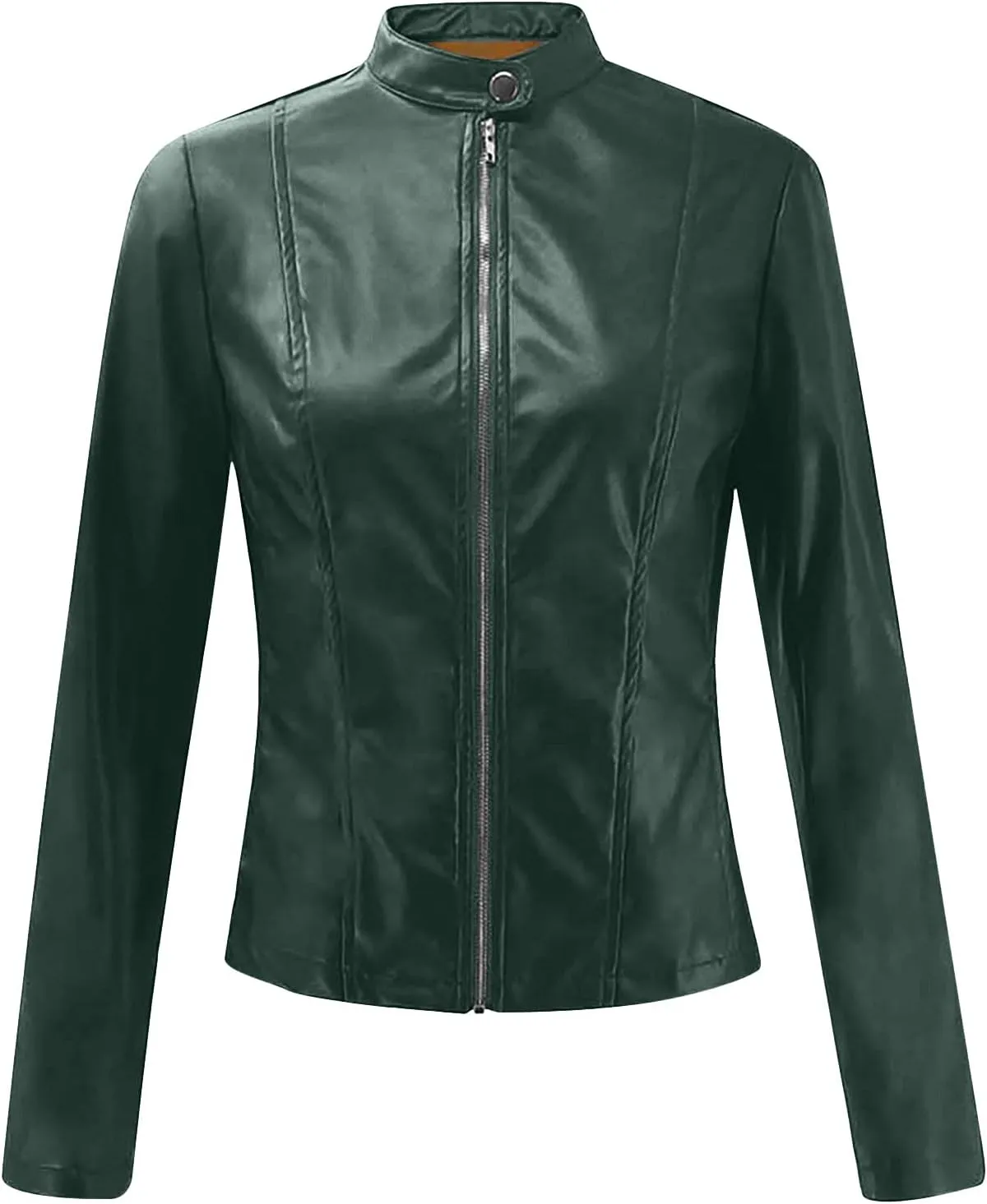 Women's Faux Leather Jackets Zip Up Short Motorcycle Outwear Slim Fitted PU Leather Coat Leather Moto Biker Jacket
