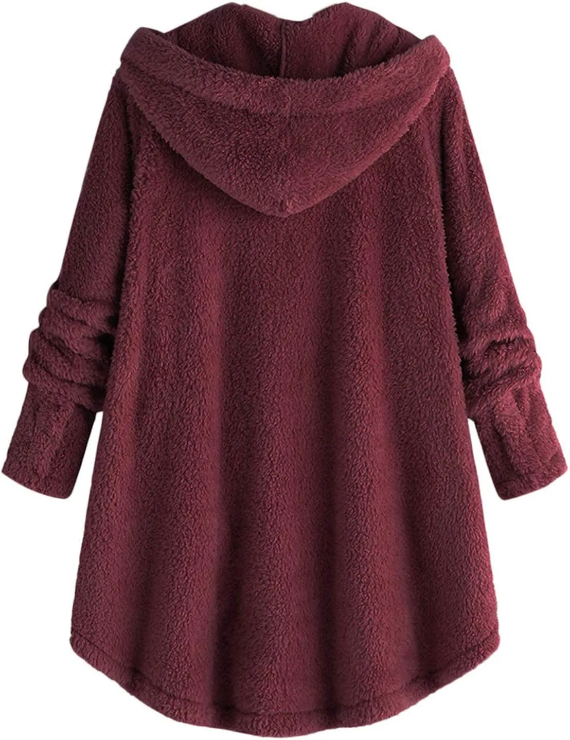 Womens Fleece Jacket with Hood Plus Size Winter Coat 2024 Button Down Faux Fur Sherpa Jacket Warm Outwear with Pocket