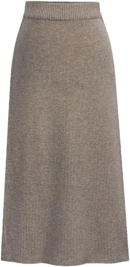 Womens Knit Pencil Skirt High Waist Skirts Knited Split Midi Skirt for