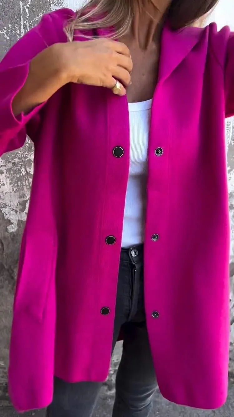 Womens Long Cardigan Casual Single Breasted Hooded Jacket Lapel Neck Long Sleeve Solid Trench Coat for Women 2024