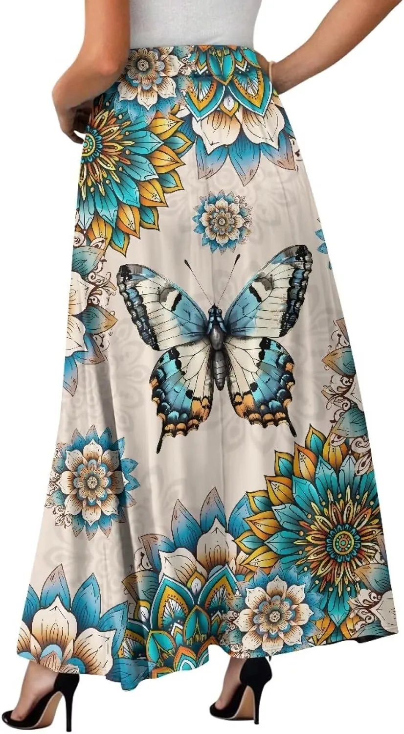Women's Long Maxi Skirt Pleated High Waist Swing Skirt 2024 Fall Winter Stylish Skirt with Pockets