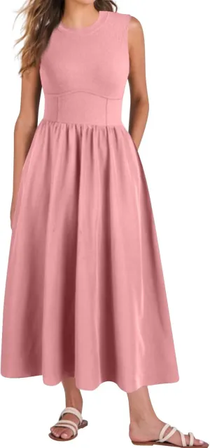 Women's Summer Dresses Sundresses Empire Waist Dresses Tank Dress Sleeveless Wrap Dress Ruched with Pockets