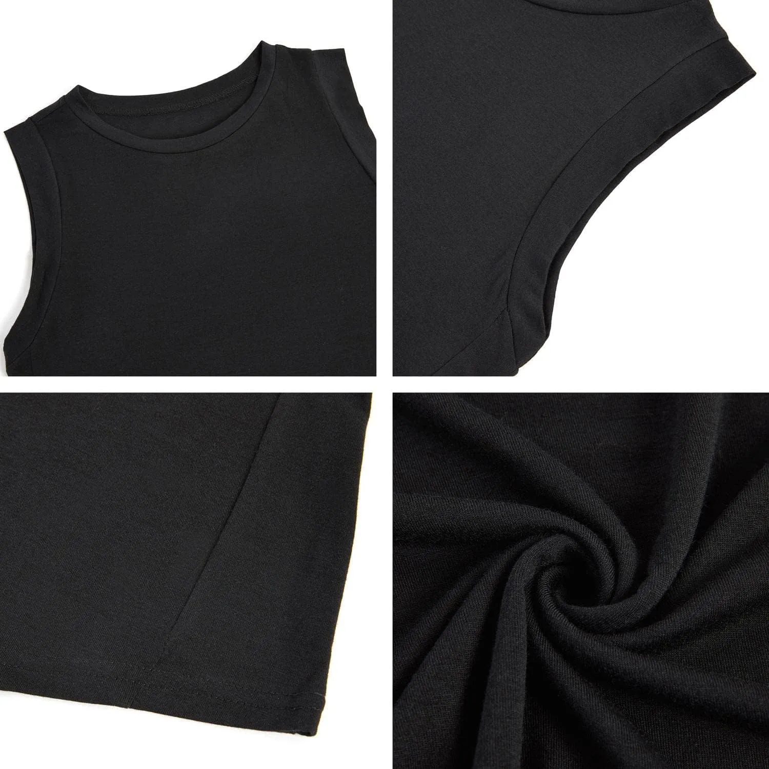 Women's Summer Sleeveless Tank Top Loose Fit Casual Crew Neck T Shirts Basic Tee Tops