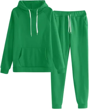 Womens Sweatsuits 2 Piece Set 2024 Oversized Hoodies Baggy Sweatpants With Pockets Fall Winter Y2K Lounge Tracksuit