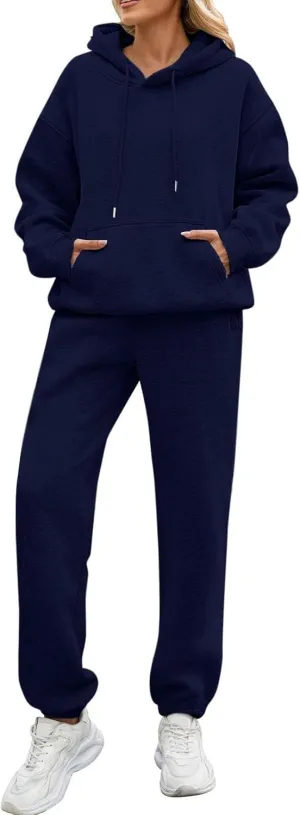 Womens Sweatsuits 2 Piece Set Baggy Oversized Lounge Comfy Pullover Long Sleeve Winter Fashion Matching Sets