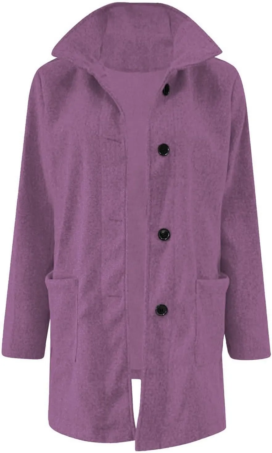 Womens Trench Coat Classic Solid Color Wool Blend Overcoats Winter Single Breasted Business Casual Outerwear