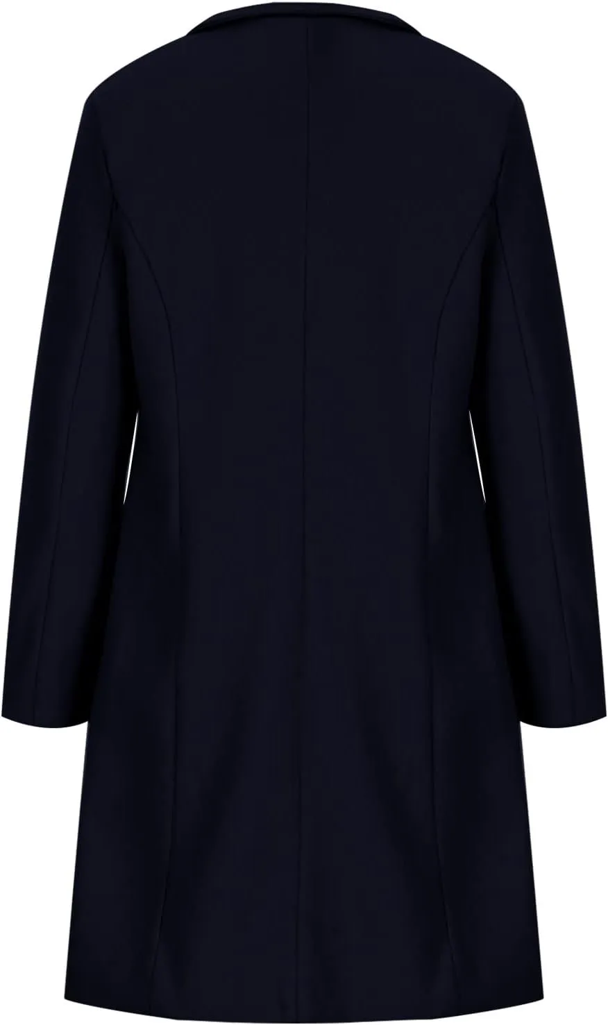 Womens Trench Coat Double Breasted Mid Long Pea Coat Notch Lapel Open Front Wool Blend Overcoat Winter Outwear