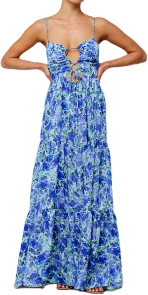 Womens Vintage Floral Long Dress Y2k Spaghetti Strap Tie Back Hollow Out Maxi Dress Summer Beach Party Sundress