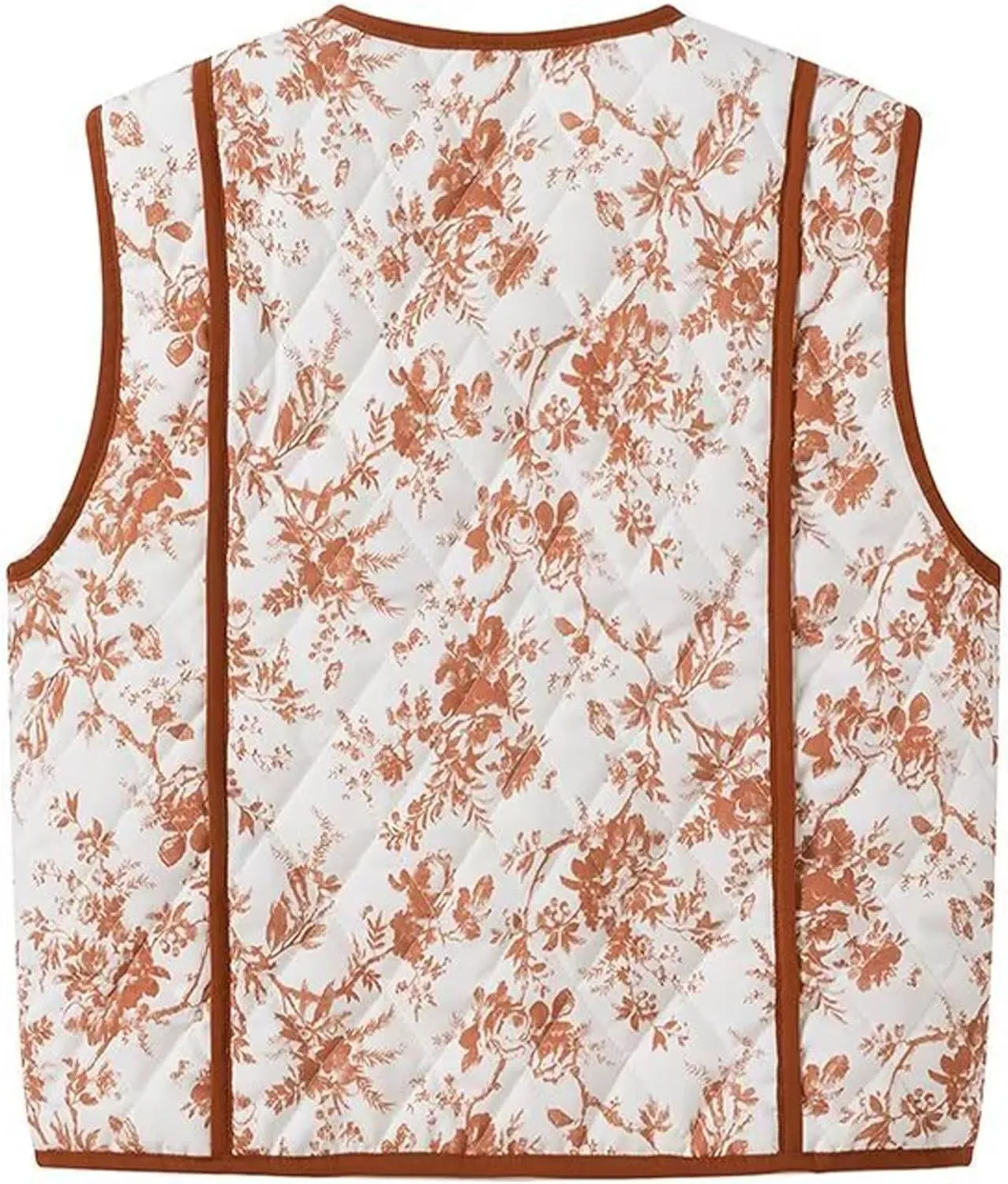 Women's Women's Floral Quilted Puffer Vest Lightweight Sleeveless Open Front Cropped Padded Outwear Vest