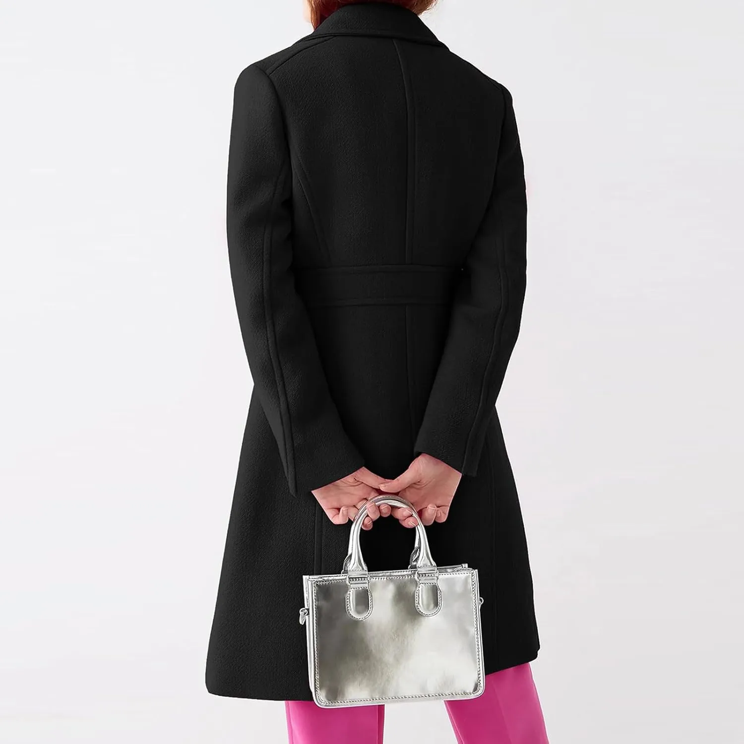 Women's Wool Peacoat Single Breasted Notched Collar Trench Coat Fall Winter Fashion Mid-Length Outerwear Long Jackets