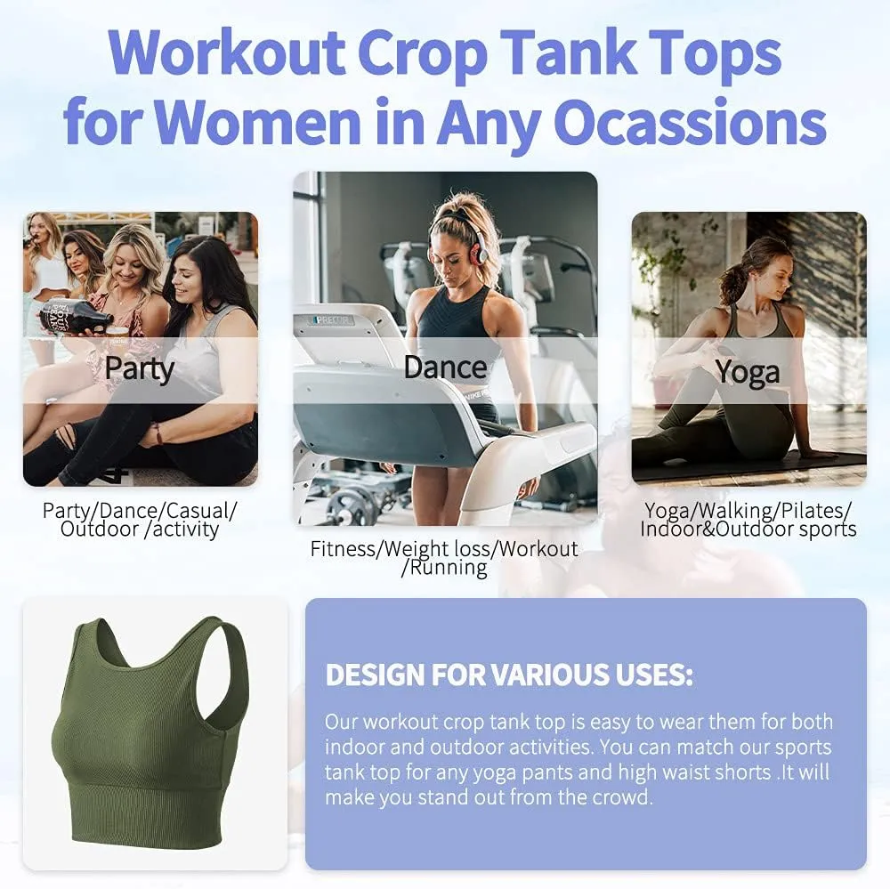 Workout Crop Tank Tops for Women Solid Comfort Sleeveless Shirts for Casual Sports Fitness Yoga Reversible Ribbed Tops