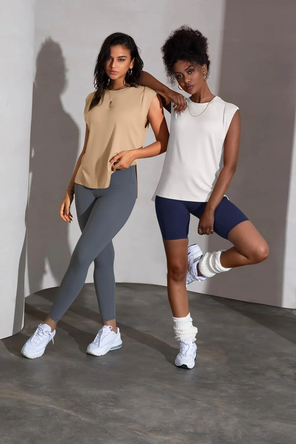 Workout Tank Tops for Women Crewneck Flowy Loose Fit Sleeveless Athletic Gym Tops Running Yoga Shirts Muscle Tank