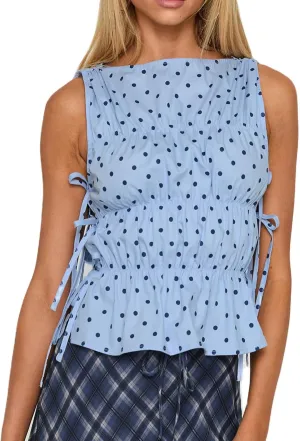 Y2K Tie Front Tank Tops for Women Teen Girl Vintage Embroidery Flower Lace Up Crop Vest Summer Sleeveless Cami Shirt