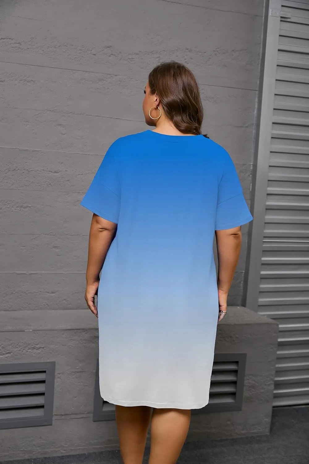 YeGine Women's Plus Size Casual Midi Dresses Short Sleeve T Shirt Dress with Pockets