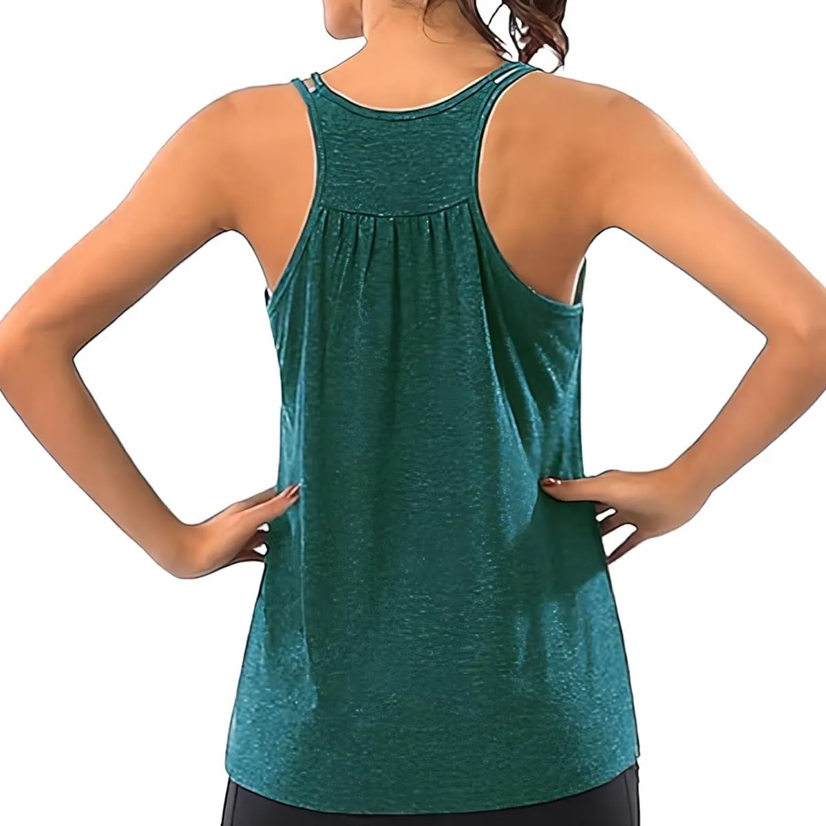 YOFIBARNT Yoga Tops for Women Loose fit Sleeveless Racerback Tank Tops Lightweight Double Spaghetti Strap Workout Camisole