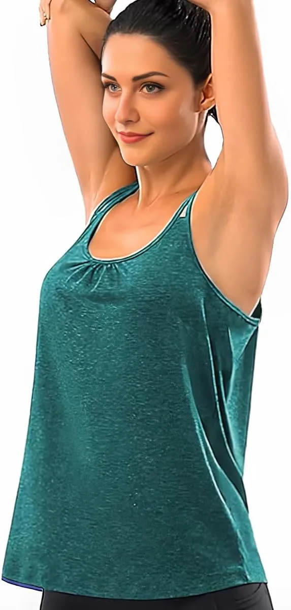 YOFIBARNT Yoga Tops for Women Loose fit Sleeveless Racerback Tank Tops Lightweight Double Spaghetti Strap Workout Camisole