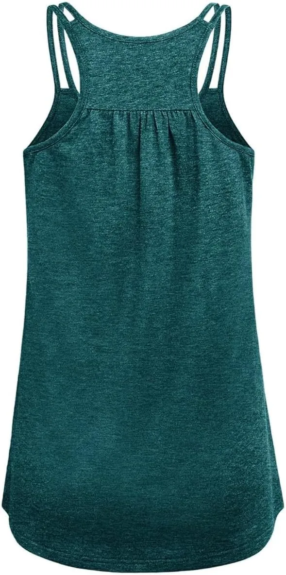 YOFIBARNT Yoga Tops for Women Loose fit Sleeveless Racerback Tank Tops Lightweight Double Spaghetti Strap Workout Camisole
