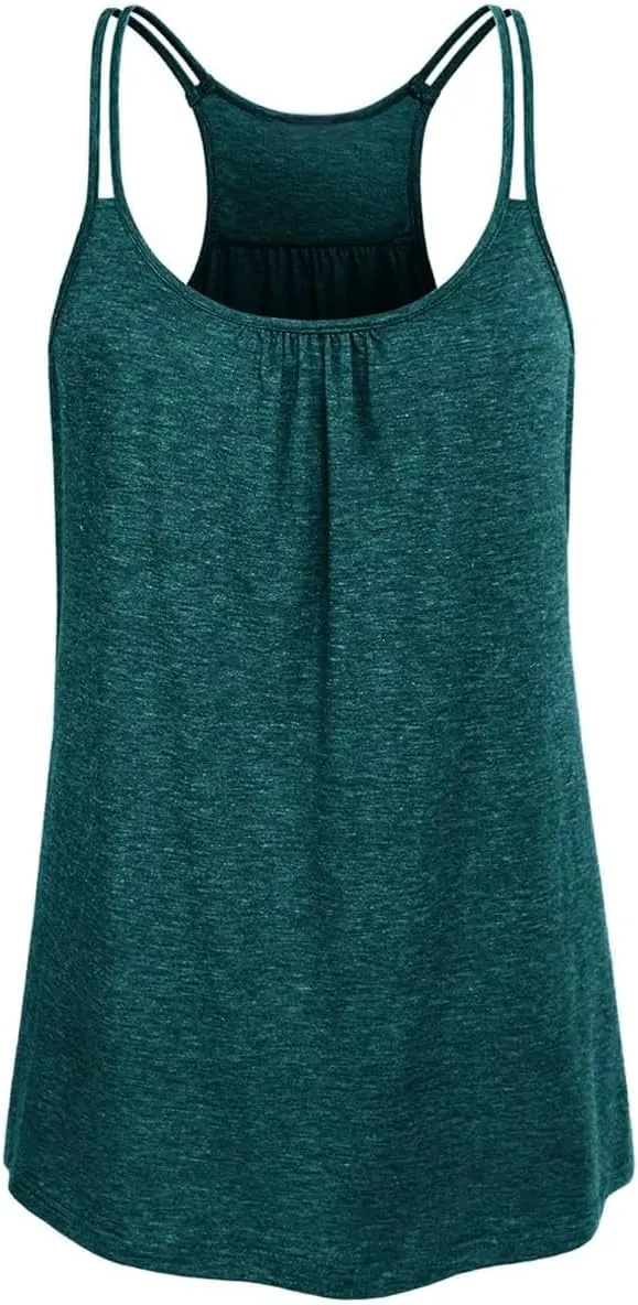 YOFIBARNT Yoga Tops for Women Loose fit Sleeveless Racerback Tank Tops Lightweight Double Spaghetti Strap Workout Camisole