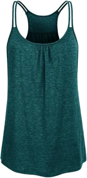 YOFIBARNT Yoga Tops for Women Loose fit Sleeveless Racerback Tank Tops Lightweight Double Spaghetti Strap Workout Camisole