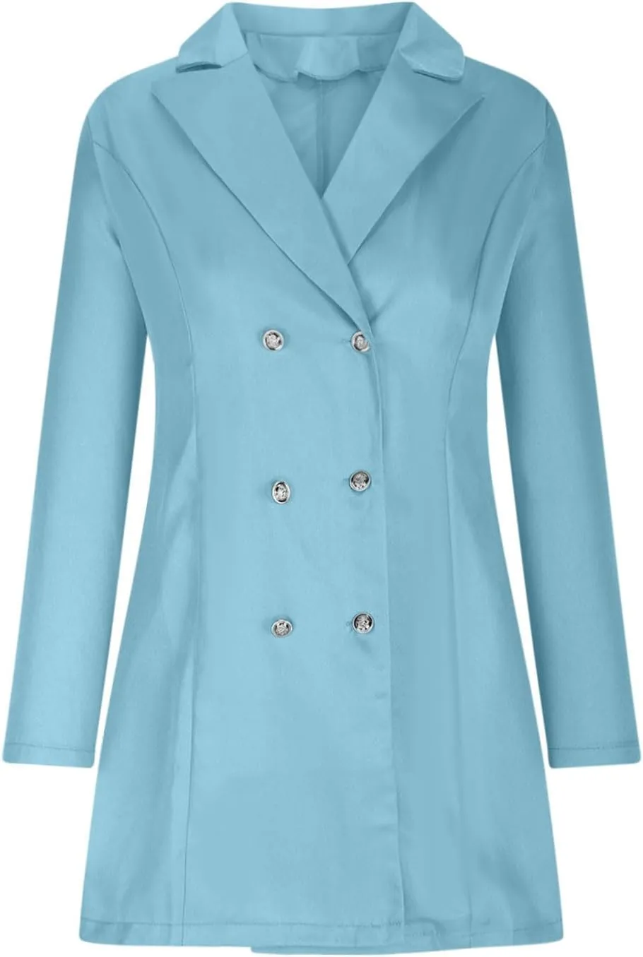 YRAETENM Women's Blazer Dresses Elegant Long Sleeve Double Breasted Lapel Collar Blazer Mini Dress Casual Slim Fit Coat Dress