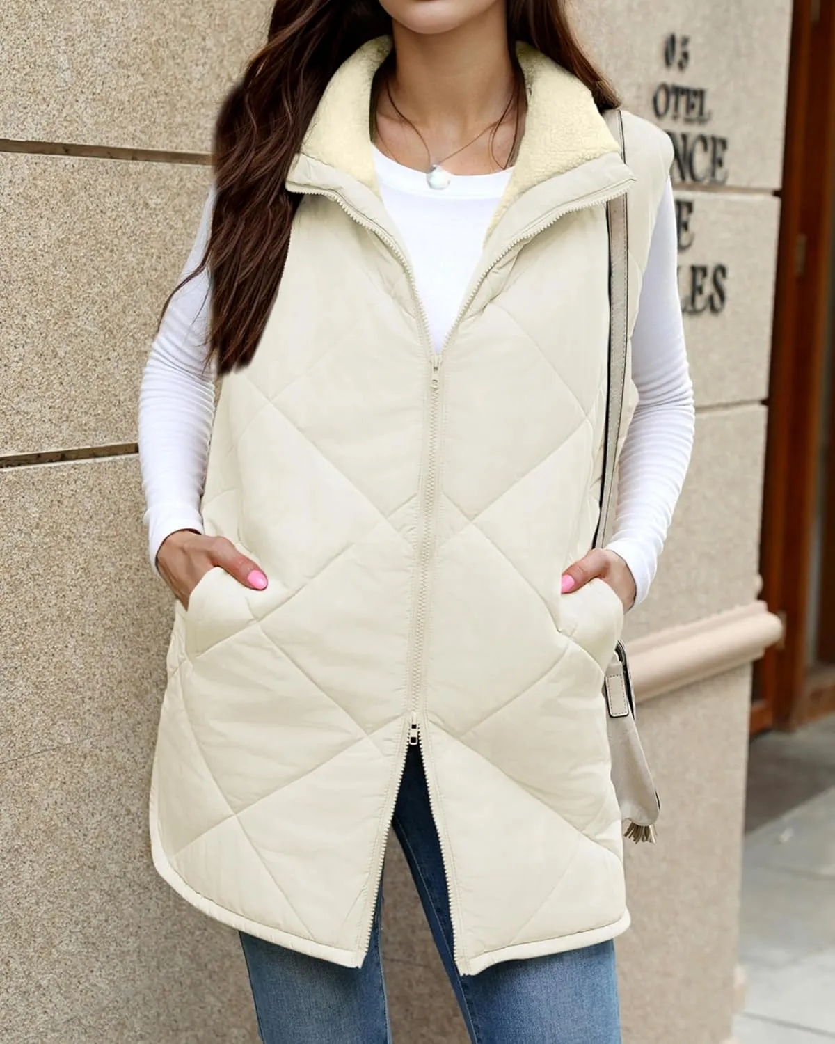 Zeagoo Womens 2025 Reversible Vest Sleeveless Fleece Jacket Double Zip Up Long Warm Winter Coat Outerwear with Pockets