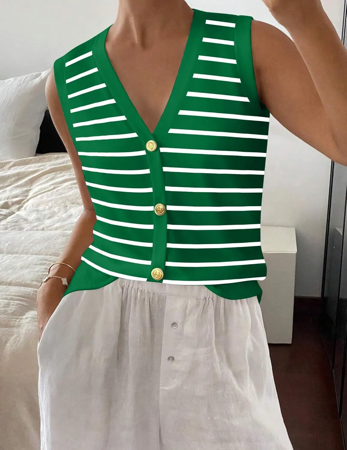 Zeagoo Womens Sweater Vest V Neck Button Down Shirts Trendy Knit Sleeveless Cardigan Top Shirt S-XXL