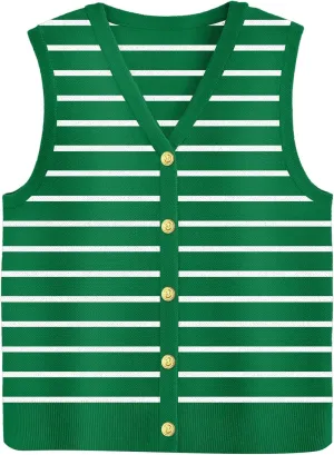 Zeagoo Womens Sweater Vest V Neck Button Down Shirts Trendy Knit Sleeveless Cardigan Top Shirt S-XXL