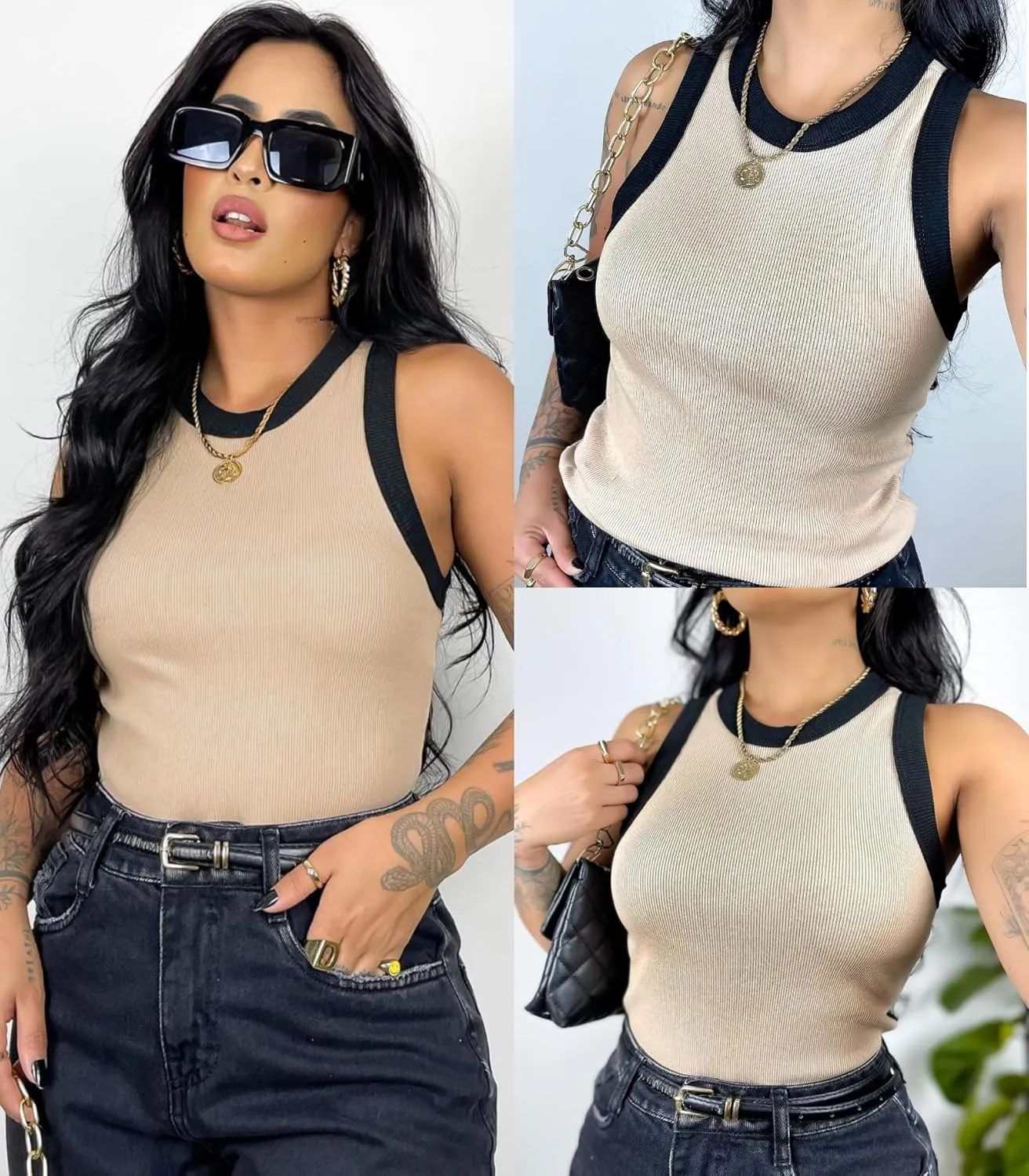 Zeagoo Womens Tank Top Racerback Crowl Neck Casual Basic Ribbed Knit Fitted Sleeveless Shirts S-XXL