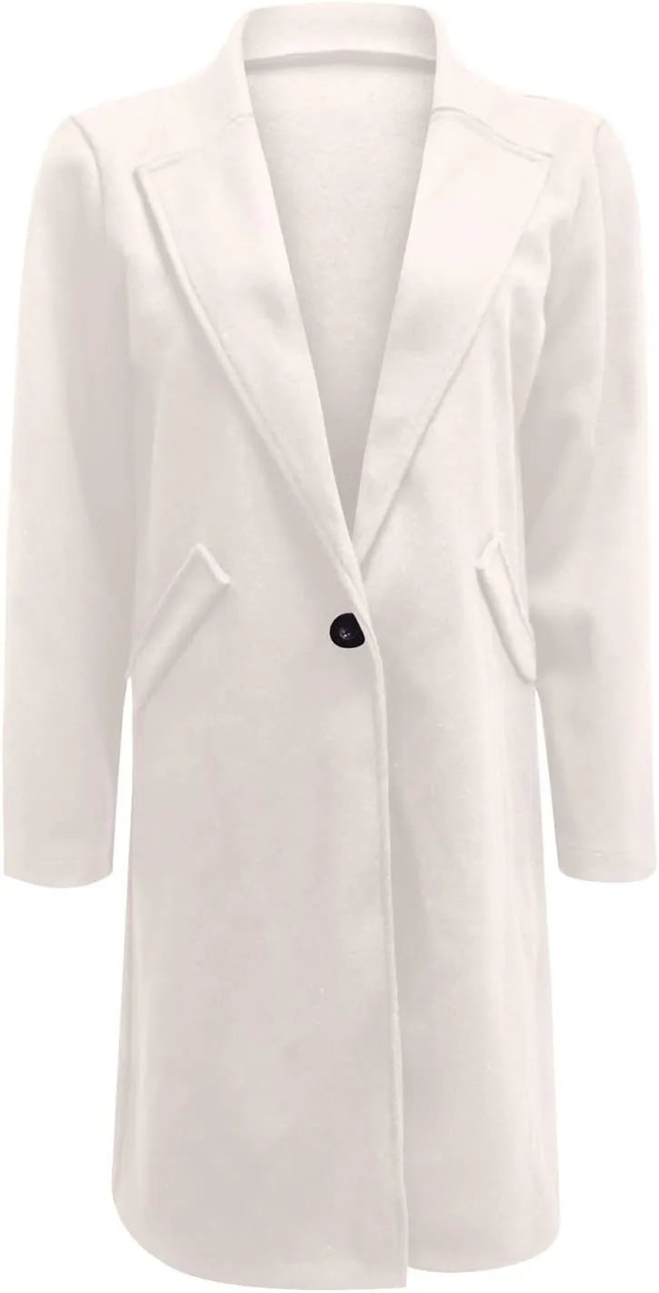 ZEFOTIM Trench Coat Women,Ladies Elegant Lapel Solid Button Down Blazer Casual Work Wear Long Windbreaker Trench Coat